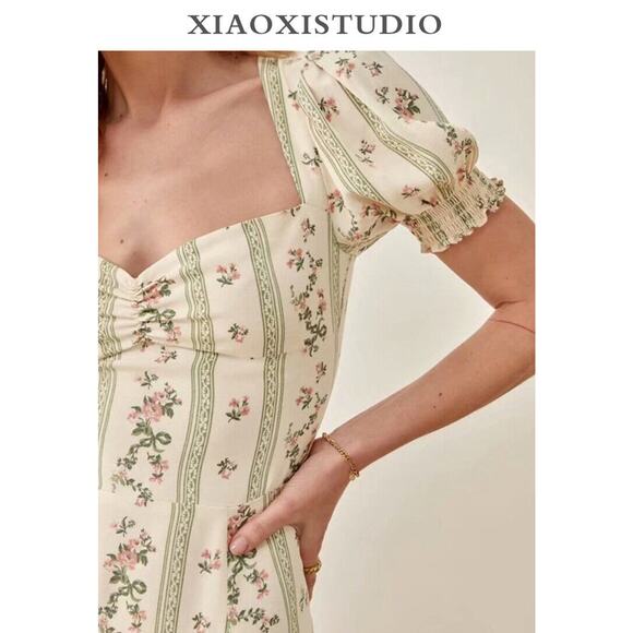 Reformation Lacey Linen Midi Dress - M - Picture 8 of 8